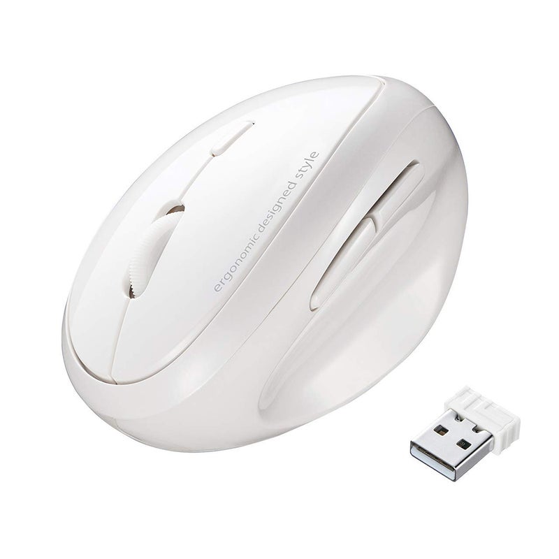 SANWA 2.4G Wireless Ergonomic Mouse White, Vertical Optical Ergo Mouse Small Hands, Cordless Mice for Wrist Pain, 800/1200/1600 DPI, 5 Buttons, Compatible Mac, Windows, PC, Desktop - Image 1